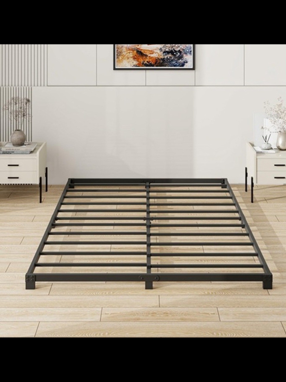 Source Unknown Black Metal Platform Bed Frame - Low Profile